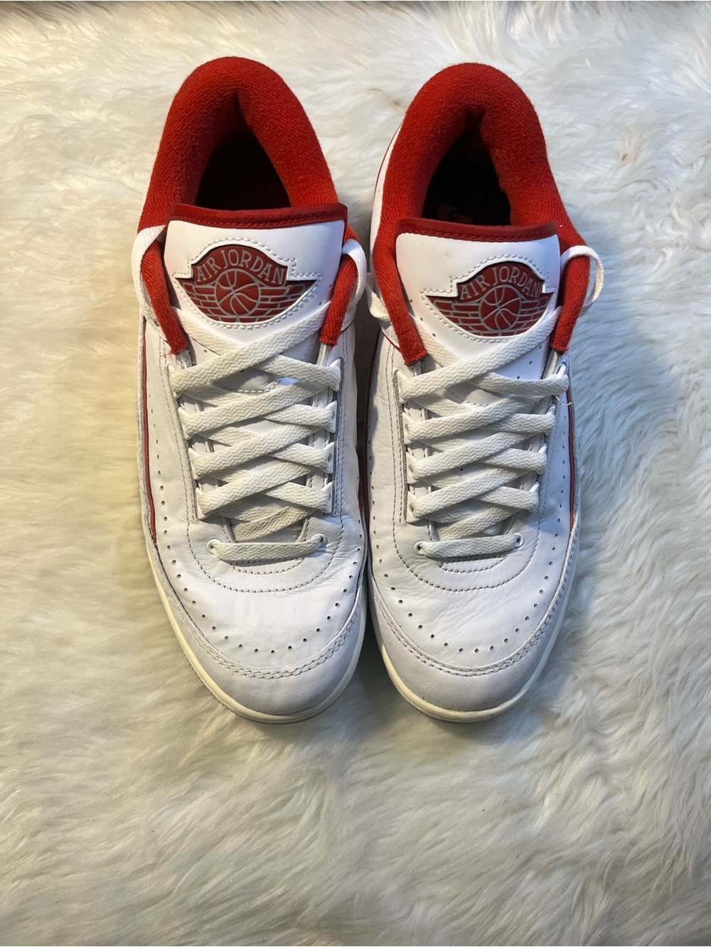 Jordan 2 Low-Top Sneakers in White and Red